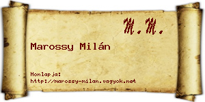 Marossy Milán névjegykártya