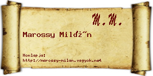 Marossy Milán névjegykártya